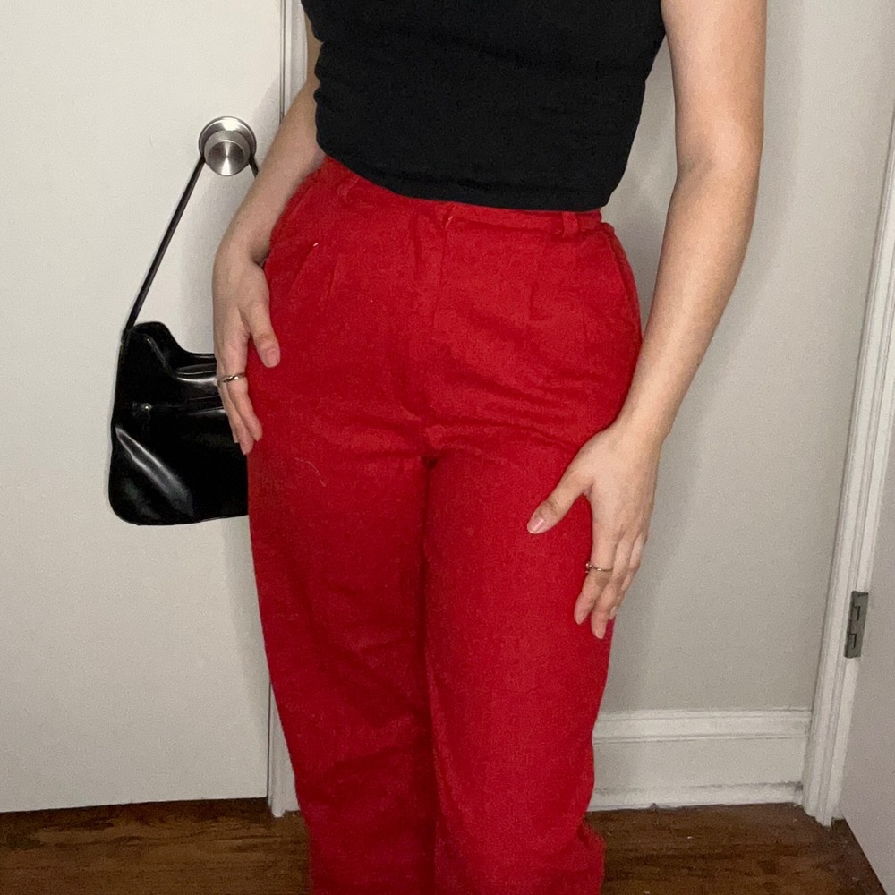 Vintage USA California made red wool and polyester trousers!